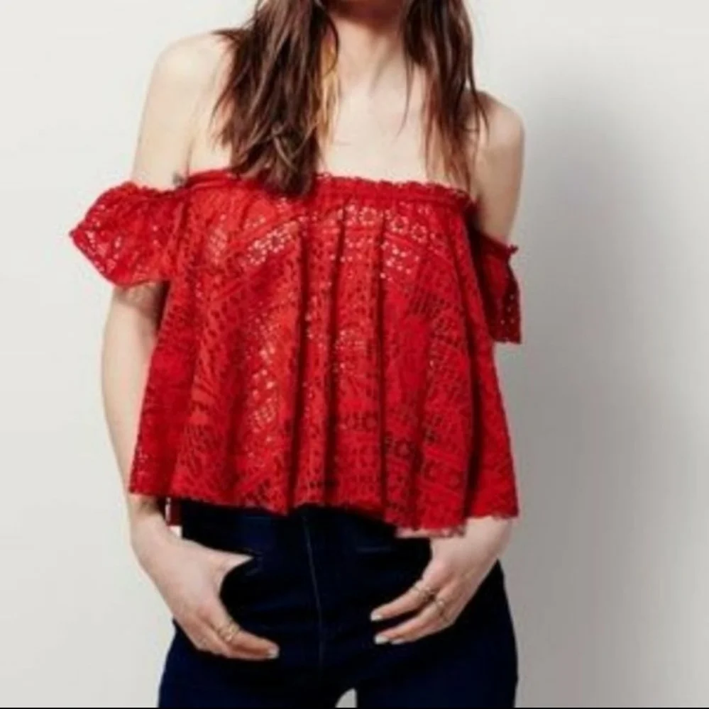 FREE PEOPLE Beach Free to Be Eyelet Coral Top S